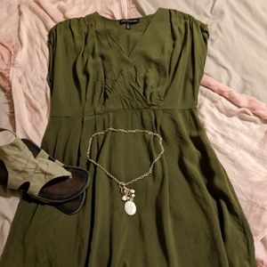 Army green dress.